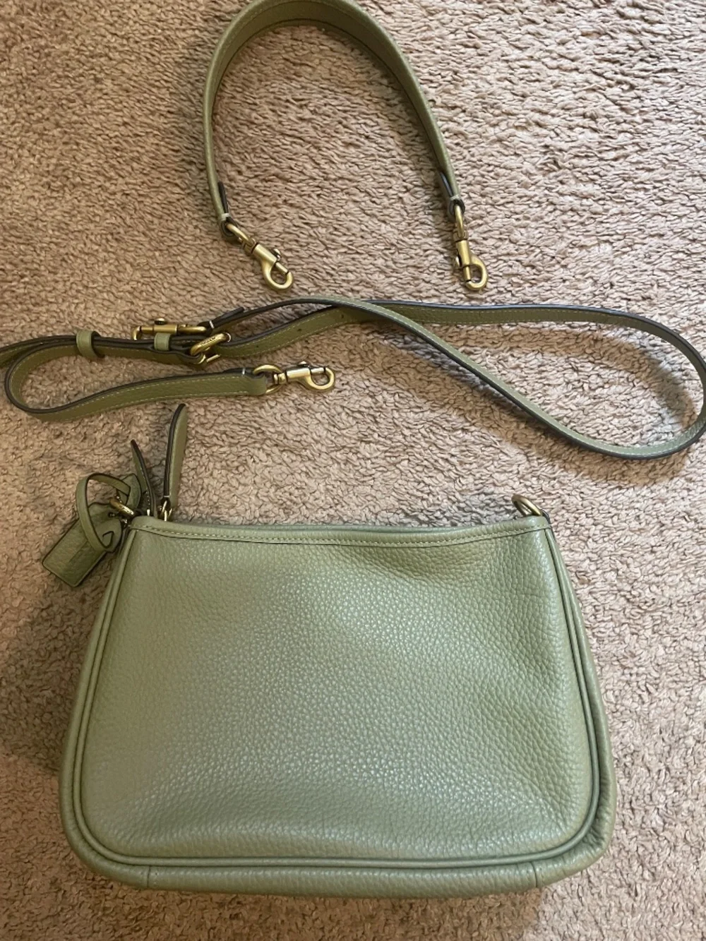 Coach Cary Shoulder in Moss Pebbled Leather